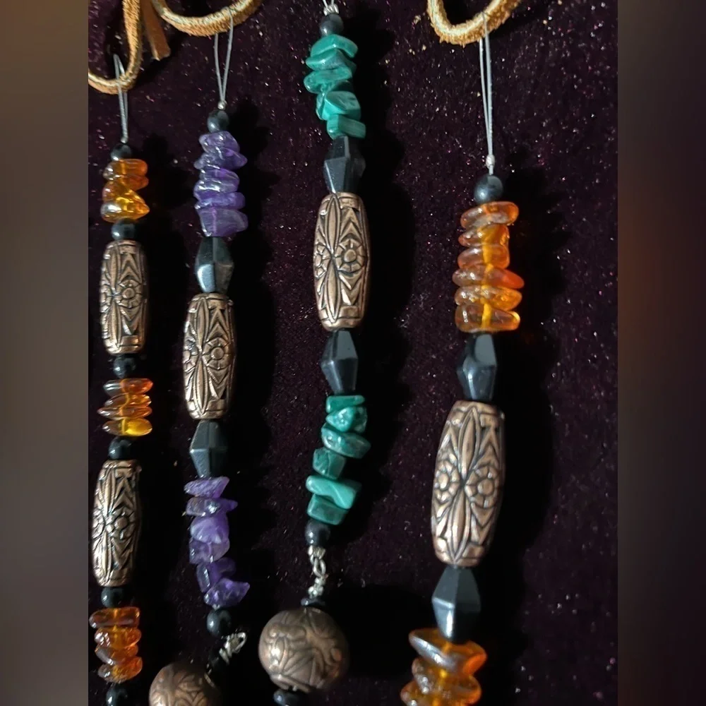 Handcrafted Genuine Stone Ornaments Lapis, Amethyst, Tiger Eye, Amber, Malachite